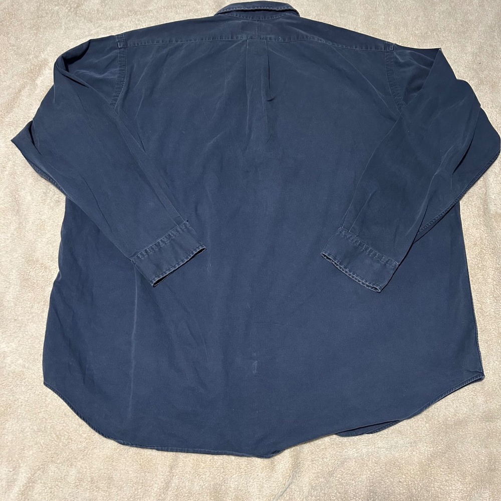 Ralph Lauren Blake Button Down Shirt Mens XL Navy Blue Cotton Long Sleeve Pony - Picture 3 of 8